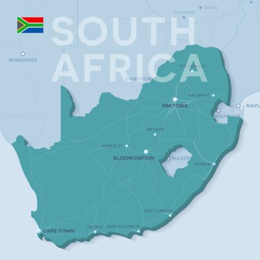 Verctor şehirler ve yollar Güney Afrika Haritası.