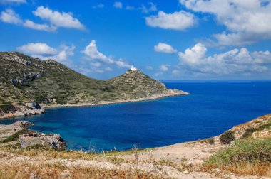 Knidos Antik şehir antik kalıntılar. Antik kalıntıları ile manzara. Eski deniz bağlantı noktası Knidos. Türkiye.