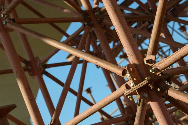 Construcción Elementos Andamio Tubos Barras Andamios Metálicos Detalles Obra Soporte — Foto de Stock