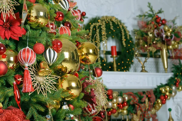 Julbollar Granen Nyårshelger Och Julfirande — Stockfoto