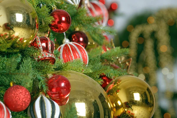 Christmas Balls Fir Tree New Year Holidays Christmastime Celebration Stock Picture