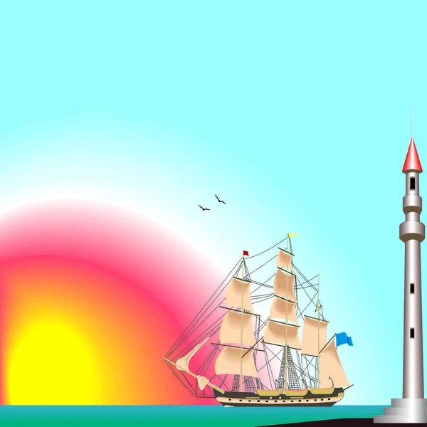 Konzept Illustration Zeichnung Segelboot — Stockvektor