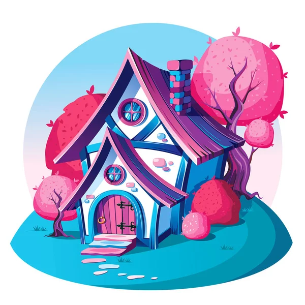 Rustik taş ev. Bahar manzara. 