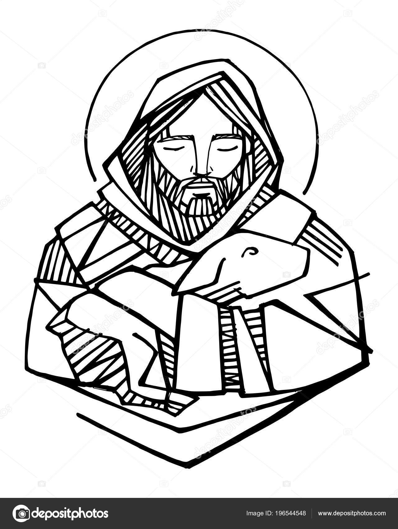Ilustração Vetorial Desenho Jesus Cristo Bom Pastor imagem vetorial de  bernardojbp© 243835602