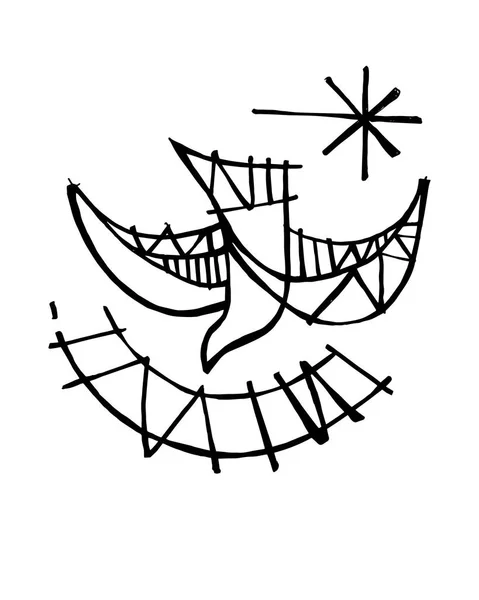 Ilustración Dibujada Mano Dibujo Símbolo Cristiano Del Espíritu Santo — Archivo Imágenes Vectoriales
