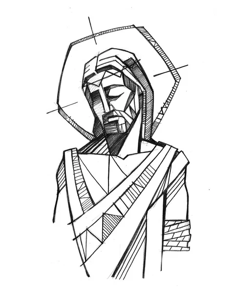 Ręcznie Rysowana Ilustracja Lub Rysunek Jezusa Chrystusa Jego Męce — Zdjęcie stockowe