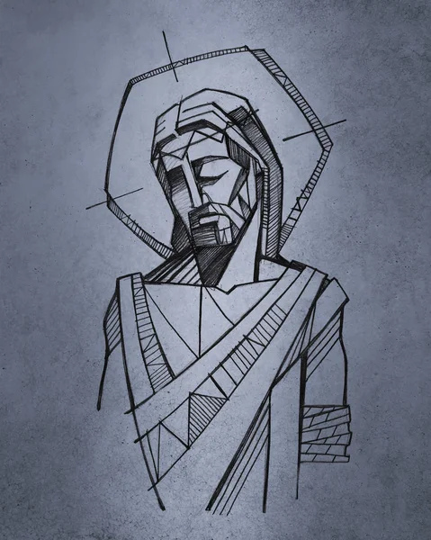 Met Hand Getekend Illustratie Tekening Van Jezus Christus Zijn Lijden — Stockfoto