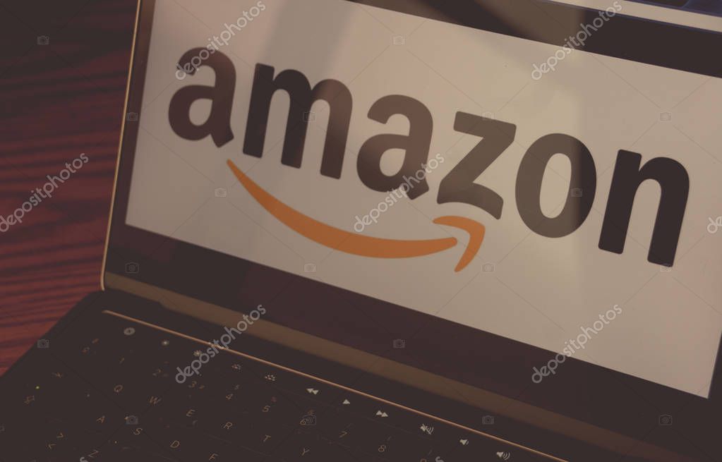 Dallas, Texas, United States - October 5, 2018: Amazon logo on screen of laptop