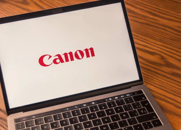 Dallas Texas Spojené Státy 2018 Fotografie Canon Logo Obrazovce Počítače — Stock fotografie