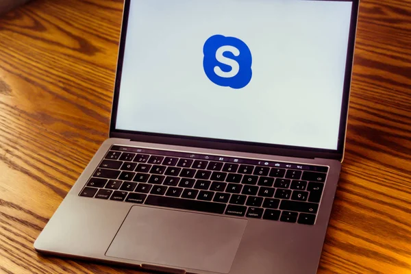 Dallas Texas Sverige 2018 Fotografi Skypes Logotyp Datorskärm — Stockfoto