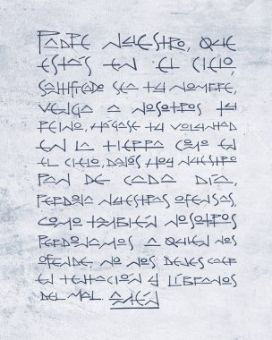 El çizimi babamız dua İspanyolca olarak çekilmiş.