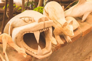 San Antonio Arrazola, Oaxaca / Meksika - 21/7/2018: (San Antonio Arrazola Oaxaca Meksika yerli halk tarafından yapılan geleneksel alebrijes el sanatları,)