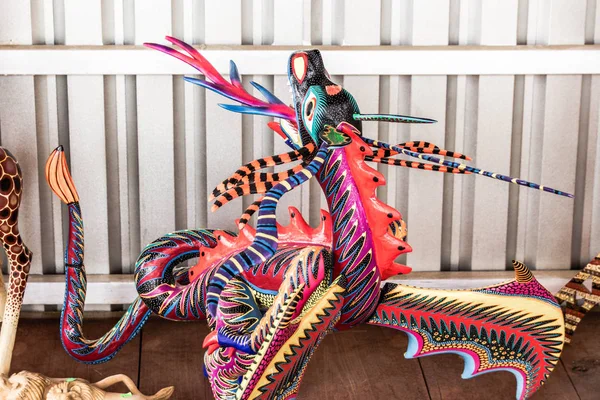 San Antonio Arrazola Oaxaca Messico 2018 Artigianato Tradizionale Alebrijes Realizzato — Foto Stock