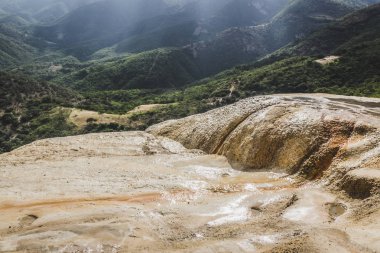 Oaxaca, Oaxaca / Meksika - 21/7/2018: Hierve el agua Oaxaca Meksika doğal sit detay