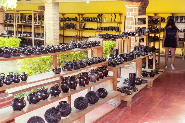 San Bartolo Coyotepec Oaxaca México 2018 Artesanía Tradicional Arcilla Negra — Foto de Stock