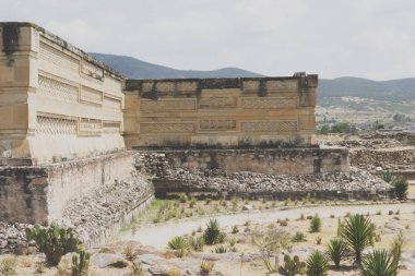 Oaxaca, Oaxaca / Meksika - 21/7/2018: ayrıntı prehispanic Mitla Oaxaca Meksika kalıntıları