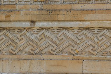 Oaxaca, Oaxaca / Meksika - 21/7/2018: ayrıntı prehispanic Mitla Oaxaca Meksika kalıntıları