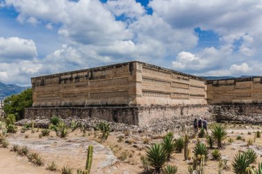 Oaxaca, Oaxaca / Meksika - 21/7/2018: ayrıntı prehispanic Mitla Oaxaca Meksika kalıntıları