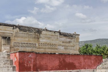 Oaxaca, Oaxaca / Meksika - 21/7/2018: ayrıntı prehispanic Mitla Oaxaca Meksika kalıntıları