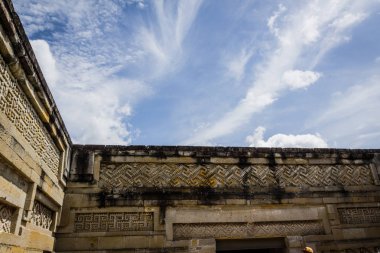 Oaxaca, Oaxaca / Meksika - 21/7/2018: ayrıntı prehispanic Mitla Oaxaca Meksika kalıntıları
