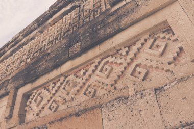 Oaxaca, Oaxaca / Meksika - 21/7/2018: ayrıntı prehispanic Mitla Oaxaca Meksika kalıntıları