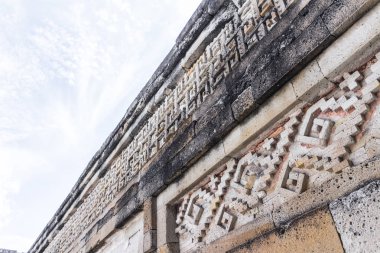 Oaxaca, Oaxaca / Meksika - 21/7/2018: ayrıntı prehispanic Mitla Oaxaca Meksika kalıntıları