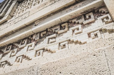 Oaxaca, Oaxaca / Meksika - 21/7/2018: ayrıntı prehispanic Mitla Oaxaca Meksika kalıntıları