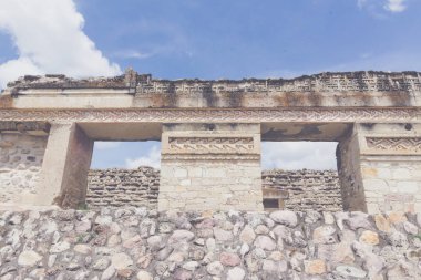 Oaxaca, Oaxaca / Meksika - 21/7/2018: ayrıntı prehispanic Mitla Oaxaca Meksika kalıntıları
