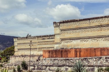 Oaxaca, Oaxaca / Meksika - 21/7/2018: ayrıntı prehispanic Mitla Oaxaca Meksika kalıntıları