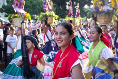 Oaxaca, Oaxaca / Meksika - 21/7/2018: (detay şehir Oaxaca Meksika geleneksel Guelaguetza kutlama )