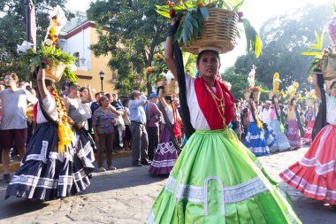 Oaxaca, Oaxaca / Meksika - 21/7/2018: (detay şehir Oaxaca Meksika geleneksel Guelaguetza kutlama )