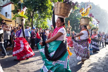 Oaxaca, Oaxaca / Mexico - 21/7/2018: ( Detail of celebration of traditional Guelaguetza in downtown Oaxaca Mexico ) clipart