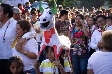 Oaxaca, Oaxaca / Meksika - 21/7/2018: (detay şehir Oaxaca Meksika geleneksel Guelaguetza kutlama )