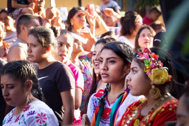 Oaxaca, Oaxaca / Meksika - 21/7/2018: (detay şehir Oaxaca Meksika geleneksel Guelaguetza kutlama )