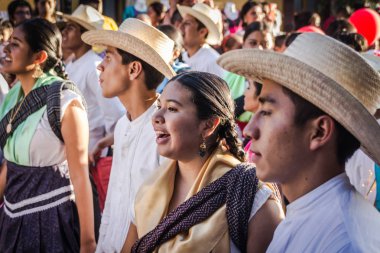 Oaxaca, Oaxaca / Meksika - 21/7/2018: (detay şehir Oaxaca Meksika geleneksel Guelaguetza kutlama )