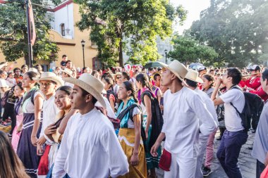 Oaxaca, Oaxaca / Meksika - 21/7/2018: (detay şehir Oaxaca Meksika geleneksel Guelaguetza kutlama )