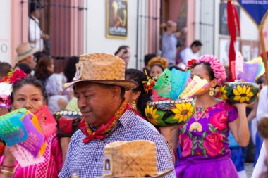 Oaxaca, Oaxaca / Meksika - 21/7/2018: (detay şehir Oaxaca Meksika geleneksel Guelaguetza kutlama )