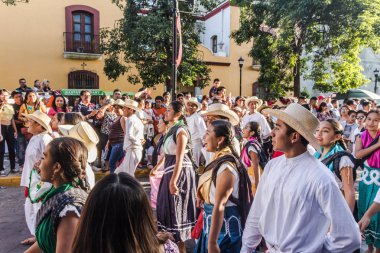 Oaxaca, Oaxaca / Meksika - 21/7/2018: (detay şehir Oaxaca Meksika geleneksel Guelaguetza kutlama )