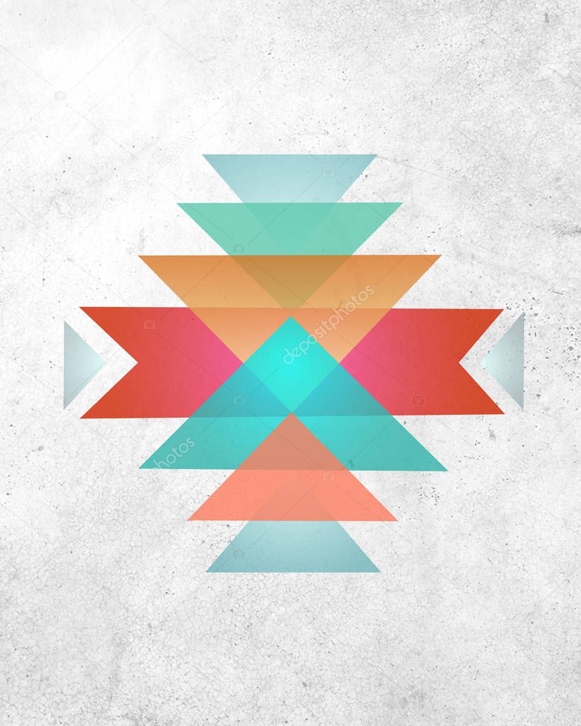 Abstract indigenous geometric symbol on grey background