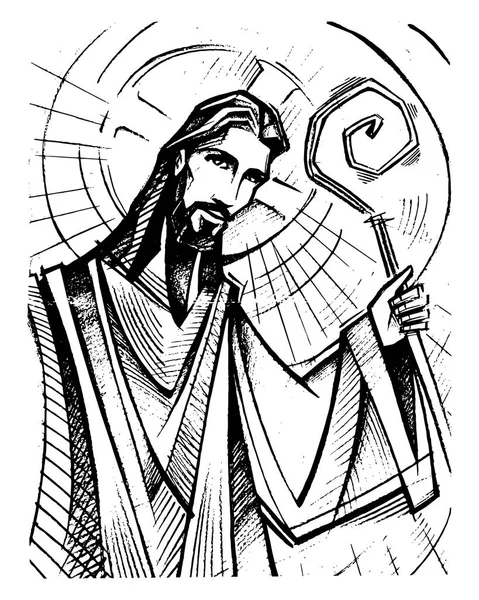 Пастырь Добрый Иисус Христос — стоковый вектор