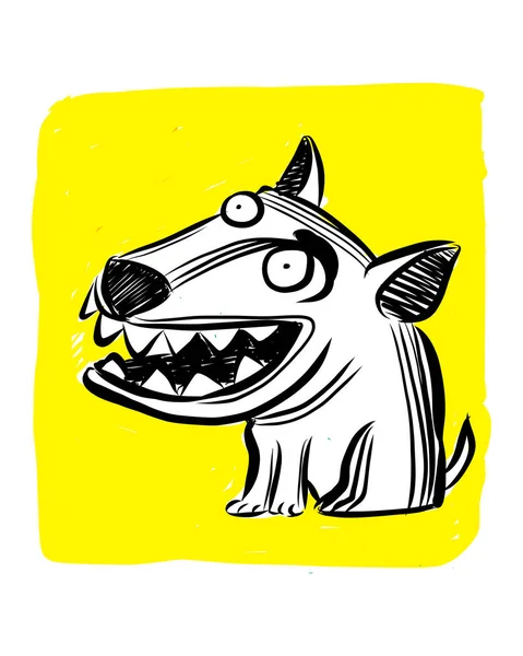 Ilustración Tinta Vectorial Dibujada Mano Dibujo Divertido Perro Dibujos Animados — Archivo Imágenes Vectoriales