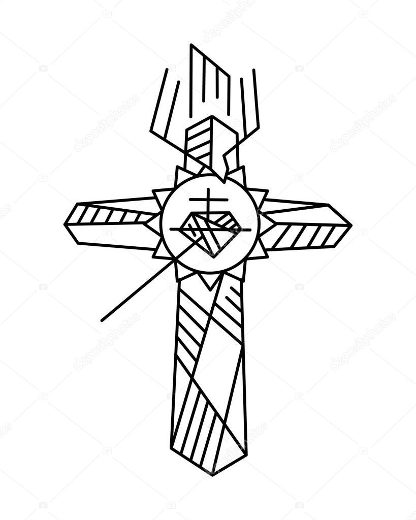 Hand drawn vector illustration or drawing of a religious Cross symbol, the Cross of the Apostolate