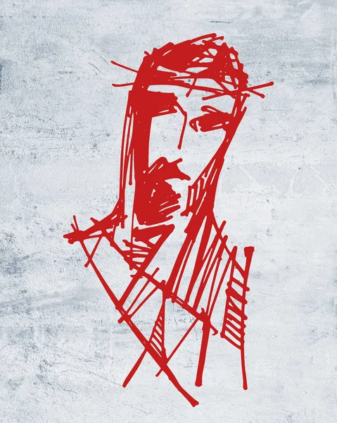 Hand drawn illustration or drawing of Jesus Christ at his Passion