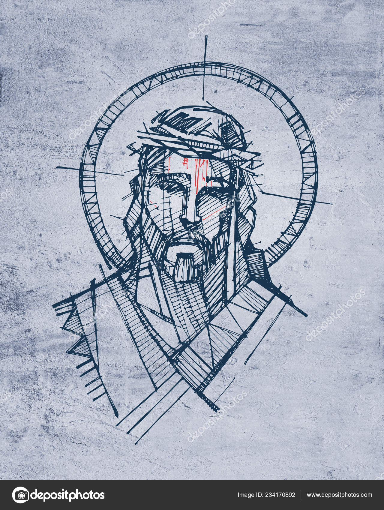 Illustration Dessinée Main Dessin Visage Jésus Christ Passion —  Illustration de stock par ©bernardojbp - 234170892, image size:1280x1700