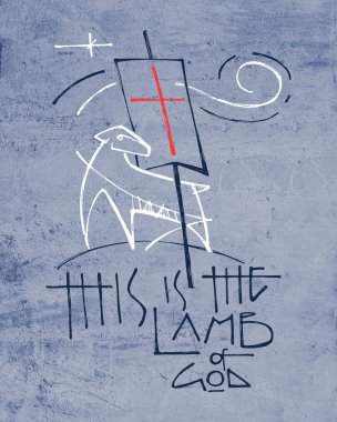 Elle çizilmiş şekil veya çizim İsa Mesih ve dini ifade temsil eden bir kuzu: Lamb of God bu