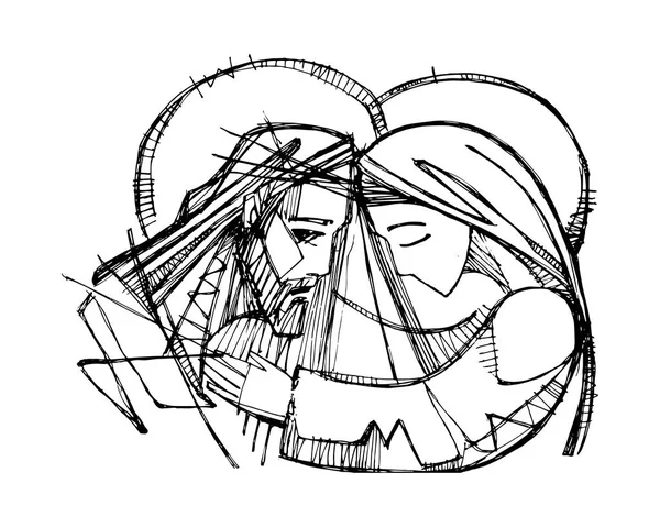 Handritad Vektor Illustration Eller Teckning Jesus Kristus Hans Passion — Stock vektor