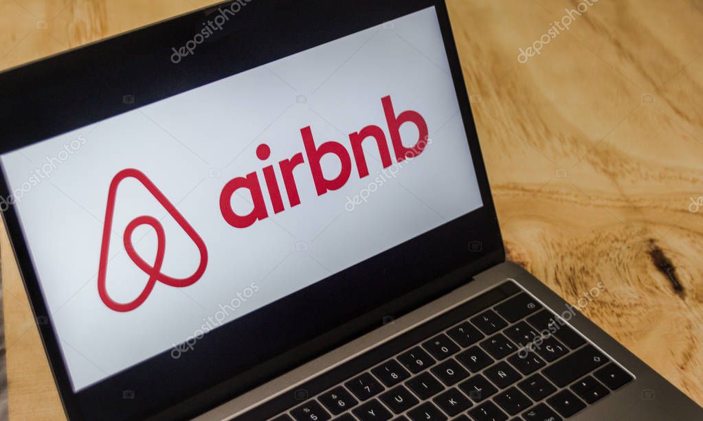 Houston, Texas / United States of America - 08/2/2019: Airbnb logo displayed on computer laptop screen