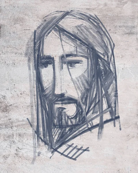 Jezus Christus gezicht inkt digitale afbeelding — Stockfoto