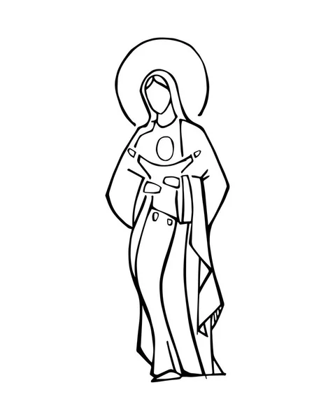 Vierge Marie et bébé Jésus illustration vectorielle d'encre — Image vectorielle