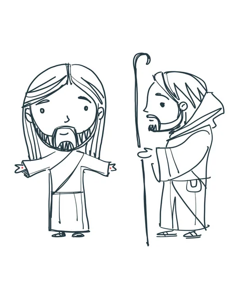 Jesus Kristus Digital karikatyr illustration — Stock vektor